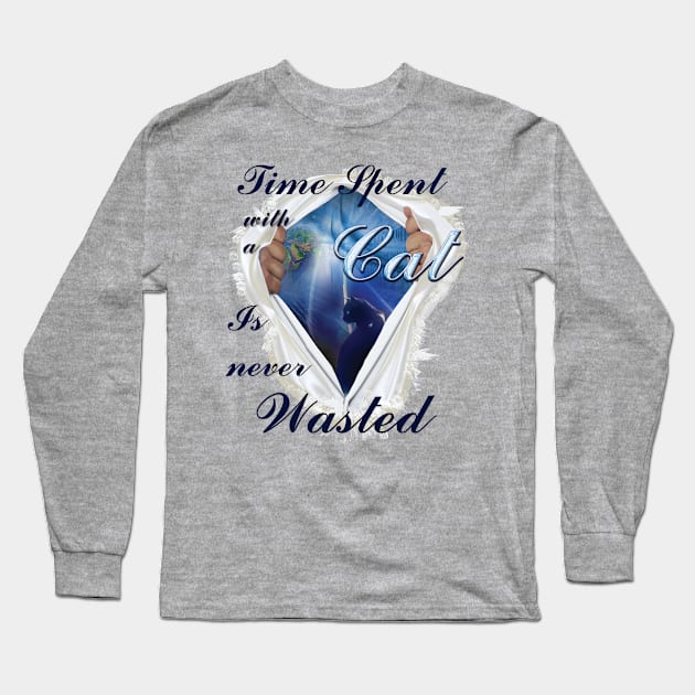 Time spent with a Cat is never wasted Long Sleeve T-Shirt by Just Kidding by Nadine May